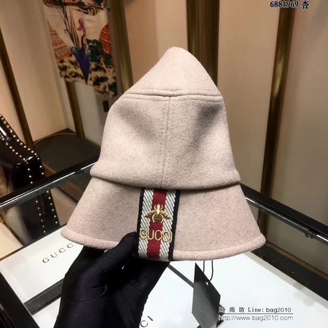 GUCCI古馳 專櫃爆款 百搭單品 經典羊毛漁夫帽 6881969 LLWJ6595